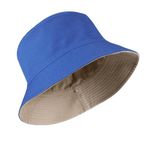 TAGVO XX-Large Bucket Hat Unisex Big Reversible Cotton Fisherman Hats Double Sided Bucket Sun Hats Cap for Holidays Fishing Hiking Blue-Beige