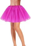 Women's Teen Adult Tutu Skirt Elastic Tulle Tutu Skirt Women Short Dance Ballet Tutu Halloween Christmas Dress Costume, A-hot Pink, Large