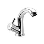 Cera Garnet Quarter Turn F2002105 Brass Pillar Cock with Swan Neck Spout Right and Aerator (Silver)