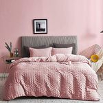 Seersucker Duvet Cover with Pillow Cases 100% Cotton 200 Thread Count Quilt Covers White | Silver | Charcoal | Pink | Grey Bedding Sets Double King Super King Size (Soft Pink, Super King)