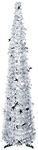 FINGOOO 5ft/1.5m Collapsible Christmas Tree Silver Tinsel Pop Up Coastal Christmas Tree for Holiday Xmas Decorations, Home Display, Office Decor