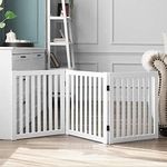 Store Nice Baby Gate for Stairs | Step Over Fence for Stairs | Small Room Separator | Partition Curtains for Hall | Foldable Partition (3 Panel X Design Brown) (White Patti Design)