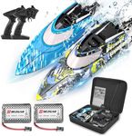 BEZGAR RC Boat, 2 Packs 12 inch Fast Speed RC Boat 30 KPH with A Portable Suitcase for Lakes & Pools & Salt Water, Summer Toys for Adults and Ideal Gifts for Kids Boys Age 6 7 8-12 Years Old - TX2P1