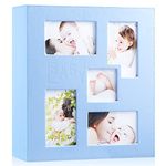 Ywlake Baby Photo Album 4x6 500 Pocket Photos, Leather Large Capacity Newborn Shower Boy Bebe Album Holds 500 Horizontal Vertical Photos Blue