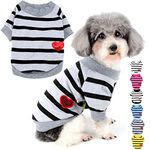 Zunea Dog Shirts for Small Dogs Summer Basic T-Shirt Striped Puppy Clothes Sequins Love Heart Sweatshirt Soft Cotton Short Sleeve Tee Shirt Pet Girl Boy Clothing Pullover Chihuahua Apparel Gray S