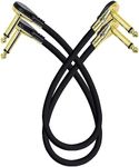 tunghey 2Pack Guitar Patch Cables Flat Low Profile, 1/4" Right Angle Guitar Pedal Instrument Cable, Gold Plated Pancake Connector S-Shape Effects Pedal Cable (30CM)