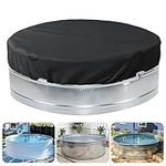 Sobana 8 ft Steel Round Stock Tank Pool Cover - Heavy Duty Waterproof Covers for Trough Pool, Wire Rope & Winch Design Increase Stability - Black