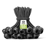 Brotree Bungee Cords with Balls 10 Packs 12.5cm Tarpaulin Bungee Balls Bungee Ties Heavy Duty for Tent, Tarpaulin, Flag Pole and Camping - Black