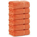 Chakir Turkish Linens Hotel & Spa Quality, Highly Absorbent 100% Cotton Hand Towels (6 Pack, Coral)