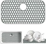 SAMSIER Sink Protectors for Kitchen Sink 13x11 &16x12 &19x14 &21x16 &22x13 &24x13 &26x14 &28x14 &30x16, Large Silicone Sink Mats Grid for Bottom of Farmhouse Sink (30”x16”, Rear Drain)