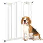 PawHut Pressure Fit Dog Stair Gate No Drilling Safety Gate Auto Close for Doorways, Hallways, 74-80cm Adjustable, 94cm Tall, White