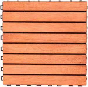 V375 Eucalyptus Hardwood - 8 Straight Slat Design - Interlocking Wood Deck Tile by Vifah