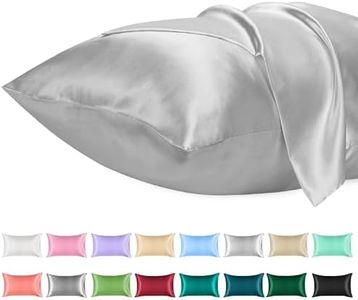 Lirex 2 Paquetes Funda de Almohada Satén 50x75cm, Suave como una Funda Almohada Seda, Fundas con Cierre de sobre, Protege Cabello y Piel, Certificado Oeko-Tex, （Gris Claro）