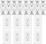 Decora Tamper Resistant Outlet+GFCI Outlet 8 Set,Greencycle 15Amp Outlet&GFCI Plug with LED Indicator and ETL Listed,Residential Commercial Grade,Ultra-Slim,Heavy Duty,Self-Grounding,UL Listed