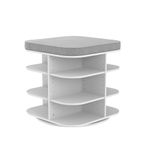 ClosetMaid Shoe Storage Bench Ottoman, Rotating with Gray Cushion, Adjustable, White Finish