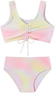 LIZENS Girls' Swimwear Two Piece Tie dye Pattern Beach Bathing Suit for Girls Toddler Cute Kids Swimsuit（BL089,9-10T Pink