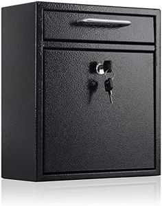 xydled Metal Mailbox Wall Mount, Locking Mailbox with Key Lock, Medium Mailbox with Lock, Hanging Secure Postbox, Security Key Drop Box, Collection Boxes, Black,Large