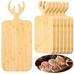 Yaomiao 6 Pcs Christmas Cutting Board Bulk Antler Handle Bamboo Cutting Board Wood Charcuterie Board Deer Board Serving Platter Wooden Food Tray Laser Engraving Cutting Boards for Kitchen Gift