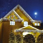 Sentik 960 LED Snowing Icicle Lights Ultra Bright Party Wedding Christmas Xmas Indoor and Outdoor Lights, Blue & White