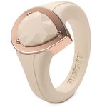 Rinfit Silicone Ring Women - Promise Rings for her, Womens Wedding Bands - Metal Framed Pear - 1 Ring Nude/Rose Gold, Size 8