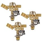 Twinkle Star 1/2 Inch Brass Impact Sprinkler, Heavy Duty Sprinkler Head with Nozzles, Adjustable 0-360 Degrees Pattern, Watering Sprinklers for Yard, Lawn and Grass Irrigation, 3 Pack