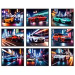 BigWig Prints Jdm Car Poster Set - Cool Car Posters, Jdm Poster, Car Bedroom Decor for Boys, Car Wall Art, Car Posters for Bedroom, Sports Car Posters for Boys Room - Unframed Set Of 9 (8x10”)