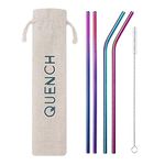 DS Living Set of 4 Rainbow Stainless Steel Reusable Drinking Straws and Free Pouch and Free Brush