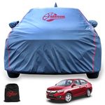 GARREGE® Amaze Waterproof Car Body Cover with Mirror and Anteena Packets 150 GSM Grey Fabric with Piping Style All Weather Protection Car Cover