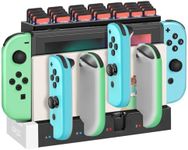 TNP Joy Con Controllers Charging Dock for Nintendo Switch and Switch OLED with 28-Game Card Storage, 4 Joycon Charging Station, White and Black Switch Controllers Charger and Organizer Stand