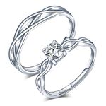 CPSLOVE 925 Sterling Silver Men and Women Couple Ring, Flower diamond Wedding Rings, Adjustable Size, Elegant engagement ring, Diamond open ring