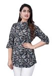 Gudwear Printed Button Down Style Shirt/Top For Women's - Regular Fit, Silver Black