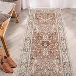 Vintage 3x7 Runner Rug Indoor - Floral Oriental Runner Rug Non-Slip Washable Runner Soft Rug for Hallways Carpet Runner Room Bedroom Stair(Brickred)