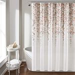 Lush Decor Weeping Flower Shower Curtain-Fabric Floral Vine Print Design, 72" x 72", Blush & Gray