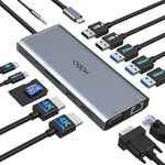 USB C Docking Station Dual Monitor for Dell/Lenovo/HP Laptop,14 in 1 USB C Hub Multiport Adapter Dongle with Dual 4K HDMI,VGA,Ethernet,3 USB3.0,2 USB2.0,100W PD,USB C Data Port,SD/TF Card Reader,Audio