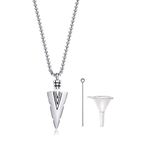 VNOX Triangular Spearhead Ashes Necklace Cremation Jewelry Keepsake Holder Memorial Locket Cylinder Urn Necklace for Ashes Pendant for Men,Chain 60cm with Tool