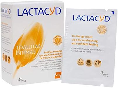 Lactacyd Toallitas húmedas Higiene íntima Aporta sensación de frescor y seguridad 100% biodegradable con ácido Lláctico natural 10 toallitas individuales