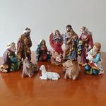 Breeze Handicrafts Poly Marble Imported Christmas Crib Set Statues Nativity Set for Christmas Decoration Xmas Gift 8 inches