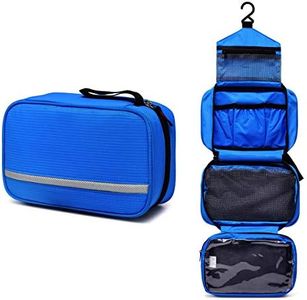 Hanging Toiletry Bag, VASCHY Water Resistant Large Travel Toiletry Kit Shaving Bag Portable Wash Bag for Makeup, Cosmetic Blue