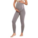 Inner Sense Super Soft Bamboo Fibre Antimicrobial Seamless Maternity Legging | Pre and Post Pregnancy Stretchable |6% Lycra |Over Belly Support | Pre-Natal Yoga and Exercising ISML003 Steel Grey