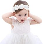 Fmeida Flower Crown Baby Headbands Newborn Floral Birthday Headbands for 4-24 Months, White Flower, 1 Count (Pack of 1)