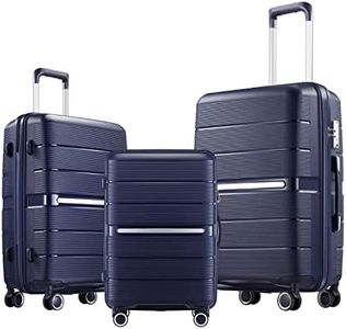 3Pcs Luggage Travel Set Hard Carry On Suitcases Lightweight Trolley with 2 Covers and TSA Lock Royal Blue