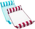 Aqua 4-in-1 Monterey Hammock Pool Float & Water Hammock, Multi-Purpose, Inflatable Pool Floats for Adults, Patented Thick, Non-Stick PVC Material, One Light Blue & One Burgundy/White Stripe, 2-Pack