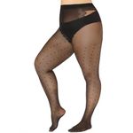 MANZI Plus Size Sheer Pantyhose for Women Polka Dot Tights Black Patterned Tights 20D Sexy Stockings