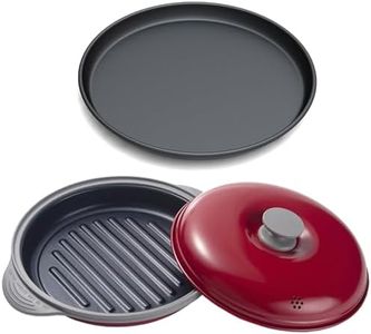 MACONEE 12" 2-in-1 Microwave Cookware: Crisper Pan and Grill Pan - Fry, Reheat, Grill with Crisp Effect