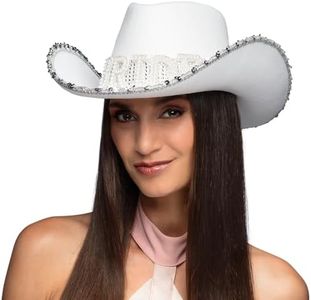Boland 01436 - Sombrero vaquero novia, sombrero para JGA, carnaval y fiesta temática, boda, novia
