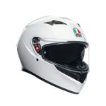 AGV - Helmet K3 E2206 MPLK, Men Motorbike Helmet, Full-Face ECE Helmet with Sweat Absorption, Spoiler, Air Vents and Scratch Resistant UV Visor, with Intercom Ready, White