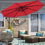 MASTERCANOPY 10FT Patio Umbrella,Outdoor Cantilever Umbrella with Crank (Red)