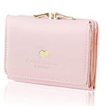 KQueenStar Women's Wallet Purses Leather Wallet Women Credit Card Holder Ladies Purse Clutch Holder Case with Heart-Shaped Metal Buckle Gift