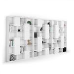 Mobili Fiver, Iacopo XXL Bookcase with panel doors (482.4 x 236.4 cm), Ashwood White, Laminate-finished, Made in Italy