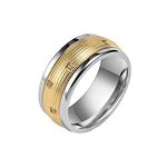 AmDxD Promise Rings 10 mm, Stainless Steel Rings Spinner Wide, Gold/Rose Gold Rings Engagement Men with Cubic Zirconia Men's Ring, stainless steel, Cubic Zirconia